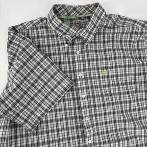 Cinch Shirt Mens Button Down Long Sleeve Green Pattern With Navy 2XL